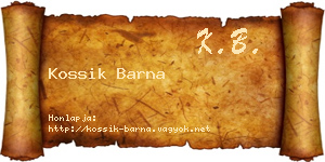 Kossik Barna névjegykártya