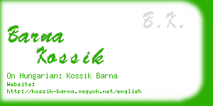 barna kossik business card